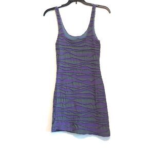 Free People | Women’s Grey Purple Striped Boho Mini Tank Dress Ruffles Size XS